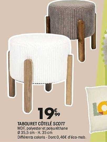 TABOURET CÔTELÉ SCOTT