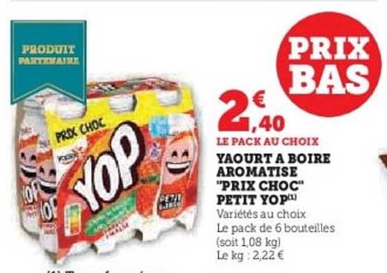 Yaourt à boire aromatisé "Prix Choc" Petit Yop