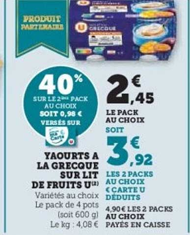 Yaourts à la Grecque sur Lit de Fruits U