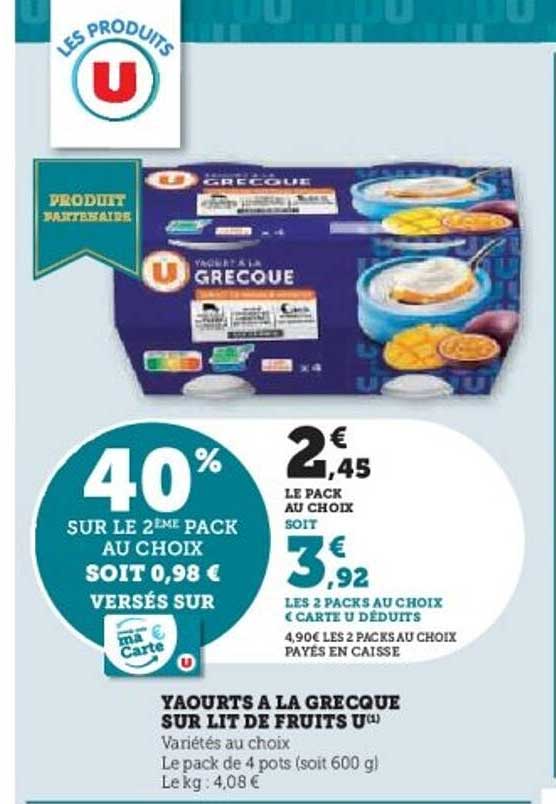 Yaourts à la Grecque sur Lit de Fruits U