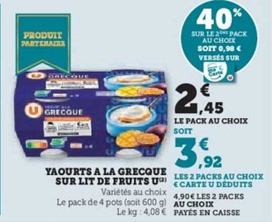 Yaourts à la Grecque sur lit de Fruits U