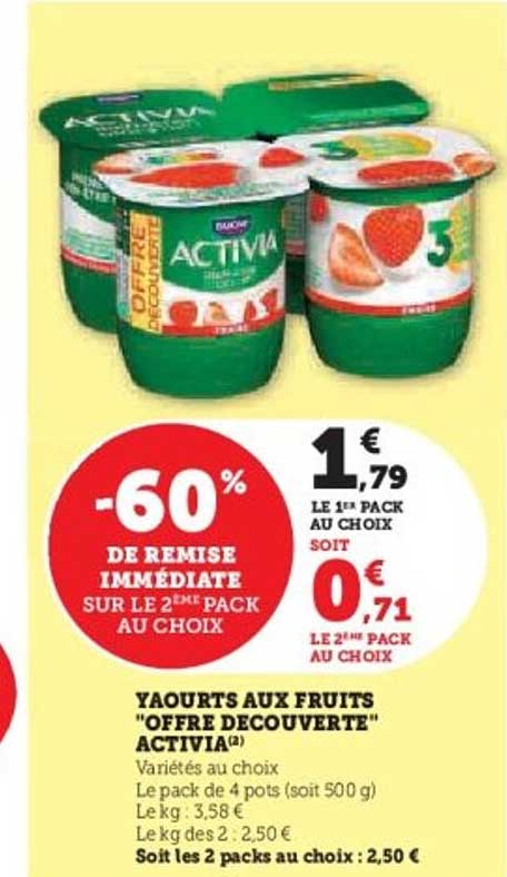 Yaourts aux fruits "Offre Découverte" Activia
