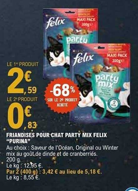 FRIANDISES POUR CHAT PARTY MIX FELIX "PURINA"