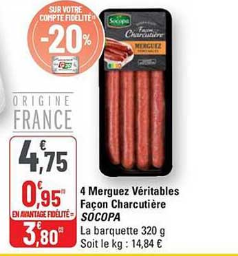 4 Merguez Véritables Façon Charcutière SOCOPA