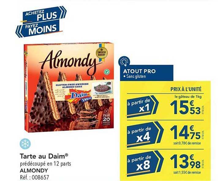 Tarte au Daim® prédécoupé en 12 parts ALMONDY