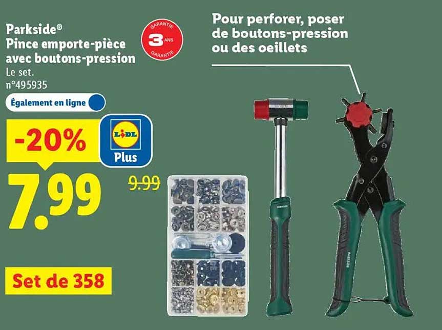 Parkside® Pince emporte-pièce avec boutons-pression