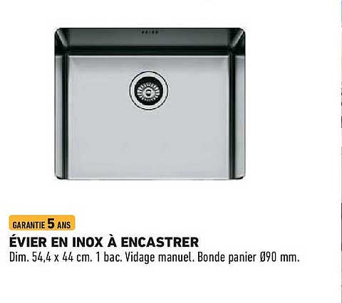 ÉVIER EN INOX À ENCASTER