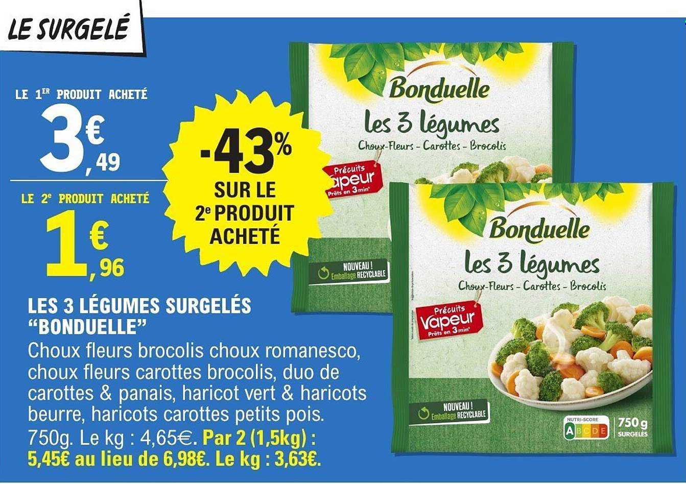 LES 3 LÉGUMES SURGELÉS "BONDUELLE"