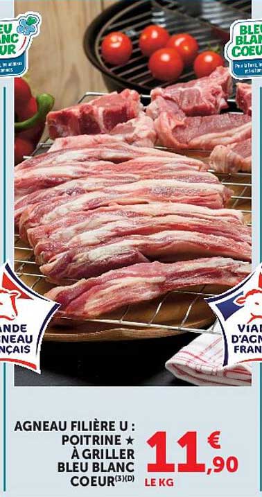 AGNEAU FILIÈRE U : POITRINE À GRILLER BLEU BLANC COEUR(3)(D)