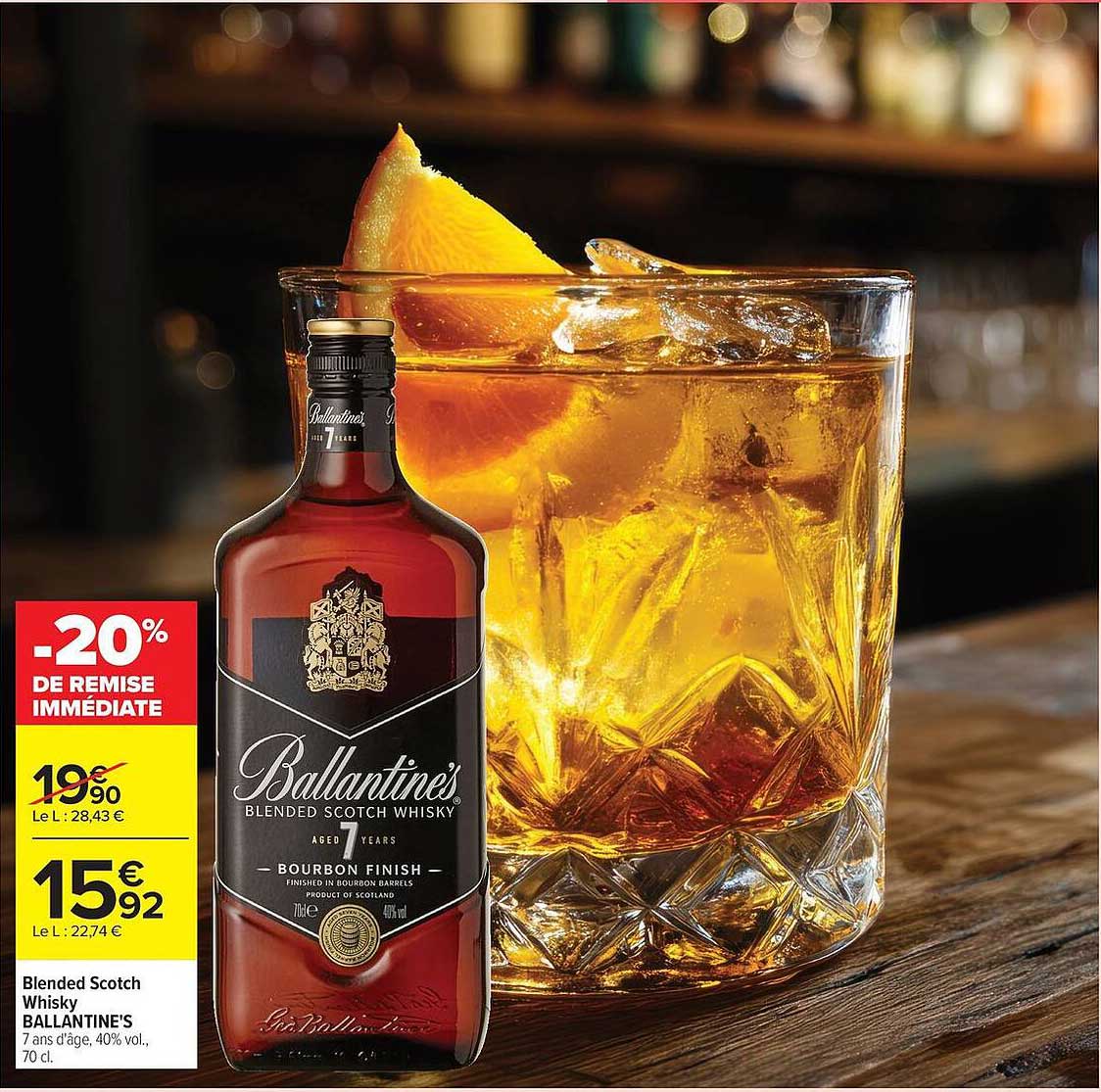 Blended Scotch Whisky BALLANTINE'S 7 ans d'âge, 40% vol., 70 cl.
