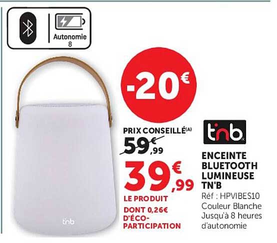 ENCEINTE BLUETOOTH LUMINEUSE TN'B