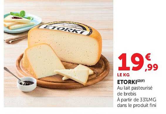 ETORKI(2)(F) Au lait pasteurisé de brebis À partir de 33%MG dans le produit fini