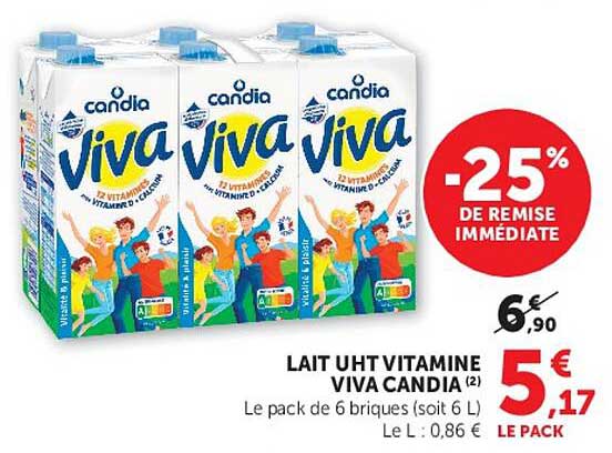 LAIT UHT VITAMINE VIVA CANDIA