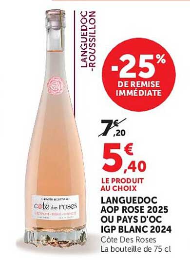 LANGUEDOC ROSE 2025 OU PAYS D'OC IGP BLANC 2024