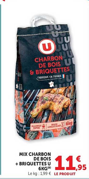 MIX CHARBON DE BOIS + BRIQUETTES U 6KG