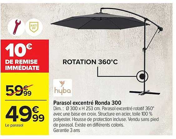 Parasol excentré Ronda 300