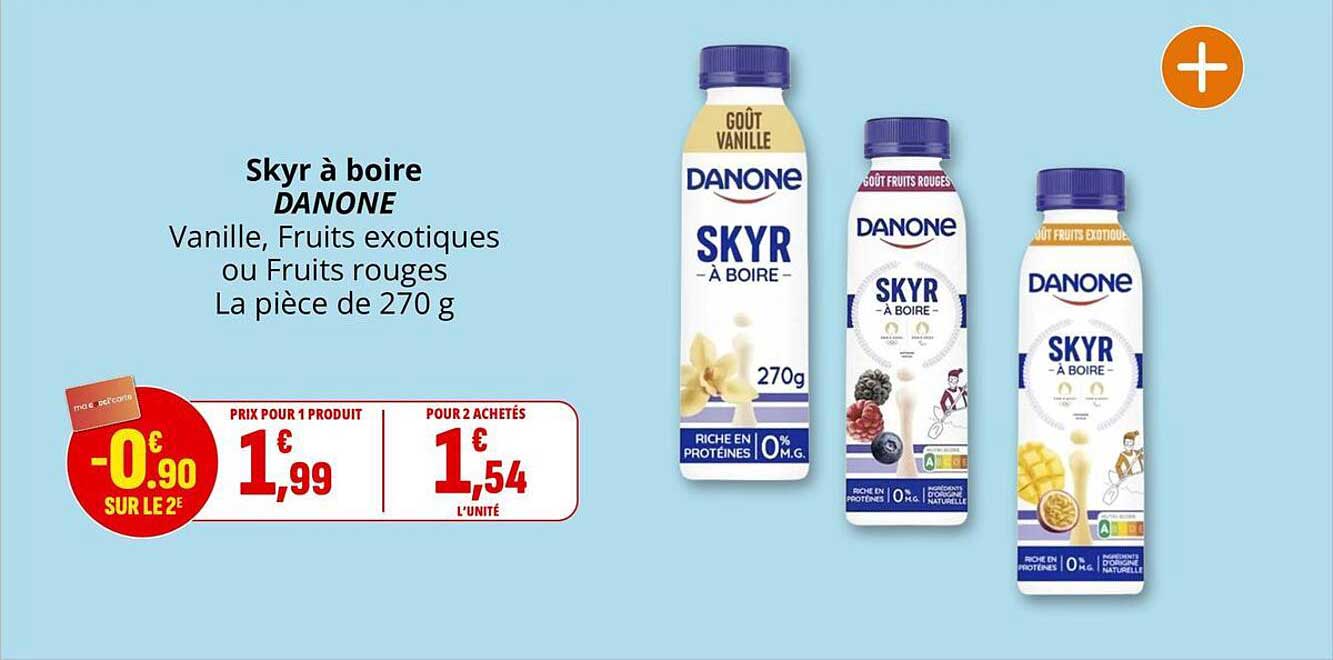 Skyr à boire DANONE Vanille, Fruits exotiques ou Fruits rouges La pièce de 270 g