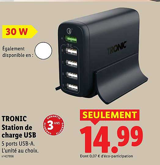 TRONIC Station de charge USB