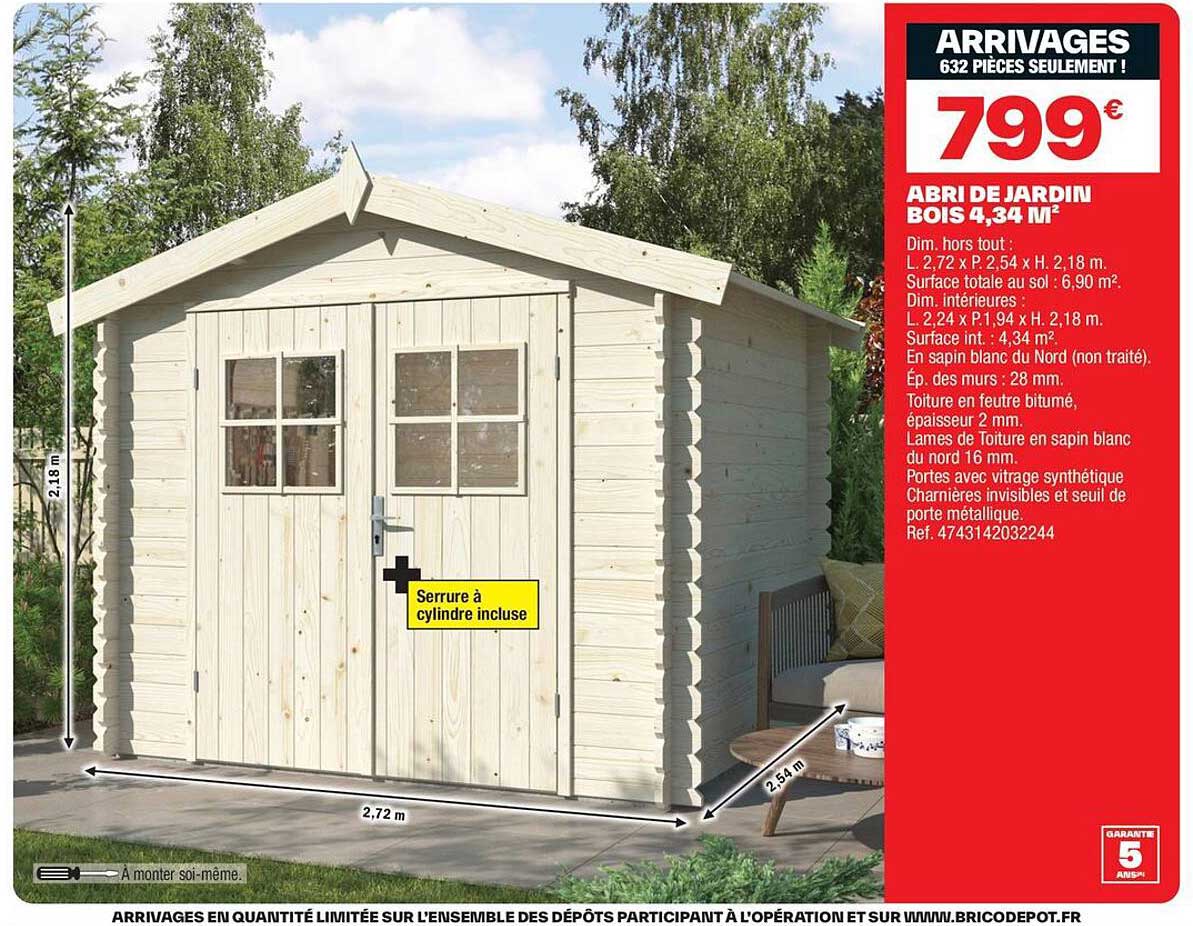 ABRI DE JARDIN BOIS 4,34 M²