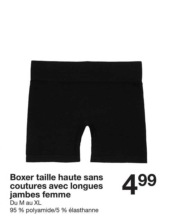 Boxer taille haute sans coutures avec longues jambes femme