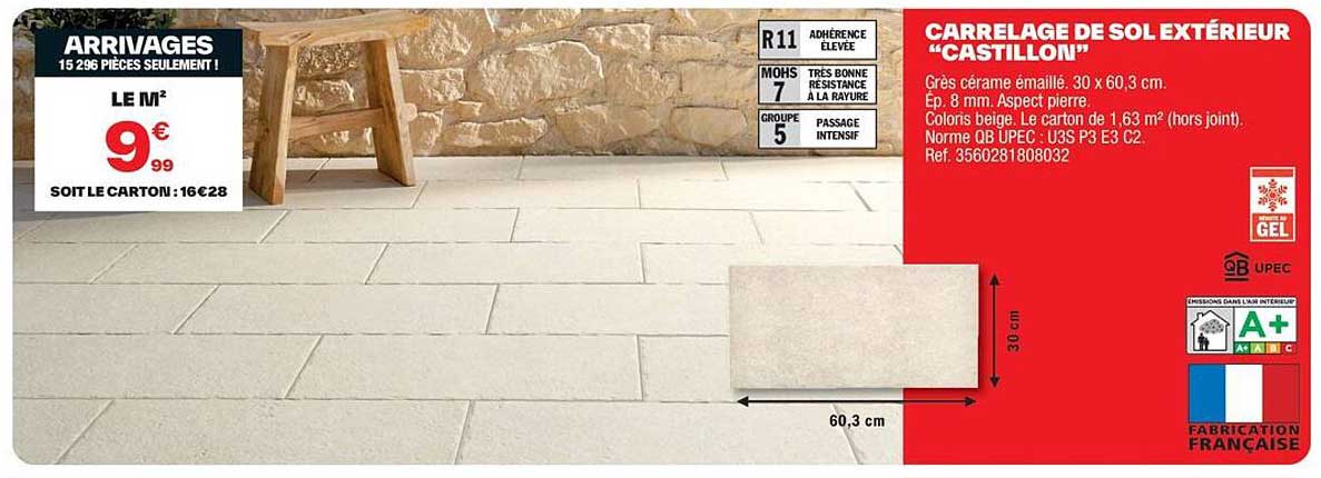 Carrelage de sol extérieur "Castillon"