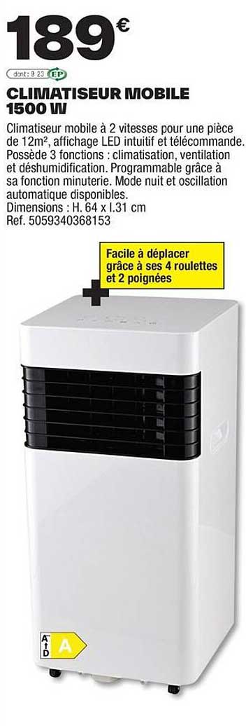 CLIMATISEUR MOBILE 1500 W