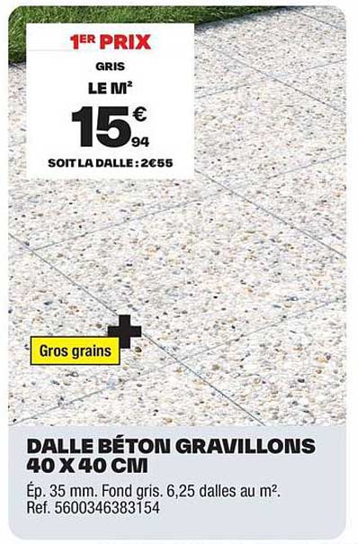 DALLE BÉTON GRAVILLONS 40 X 40 CM