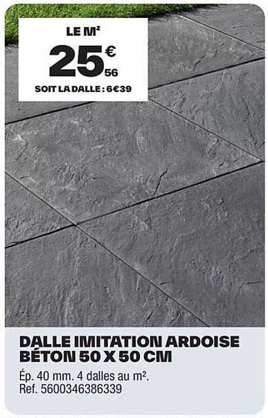 DALLE IMITATION ARDOISE BÉTON 50 X 50 CM