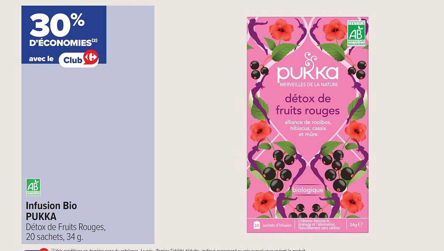 Infusion Bio PUKKA Détox de Fruits Rouges, 20 sachets, 34 g.