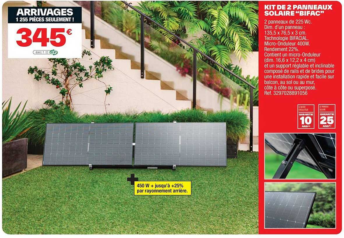 KIT DE 2 PANNEAUX SOLAIRES “BIFAC”