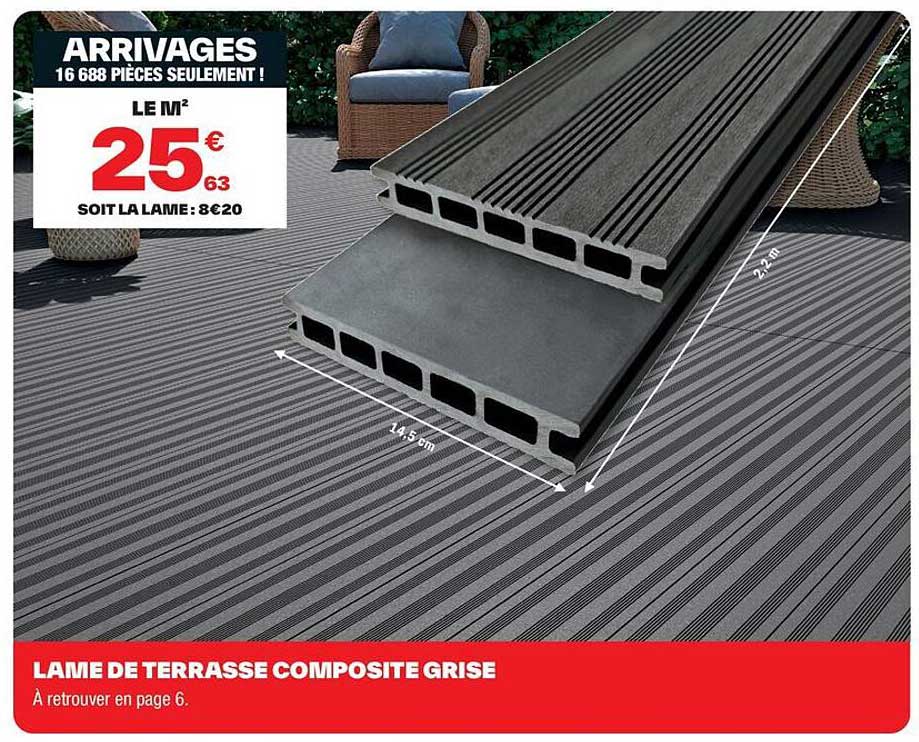 LAME DE TERRASSE COMPOSITE GRISE
