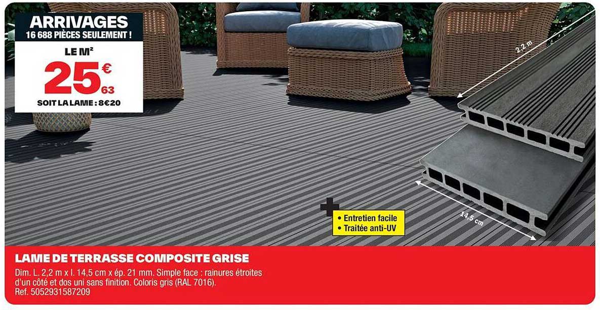 LAME DE TERRASSE COMPOSITE GRISE