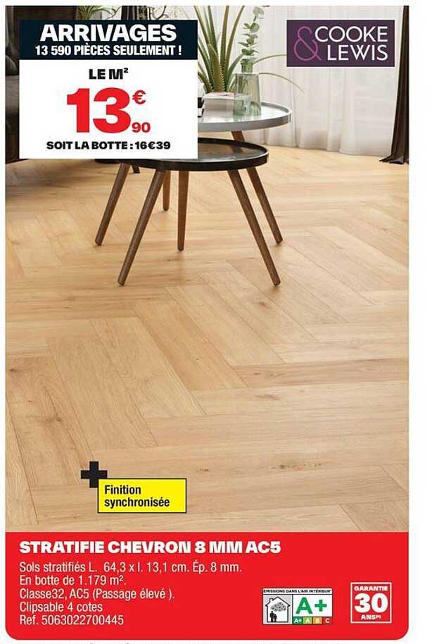 STRATIFIE CHEVRON 8 MM AC5