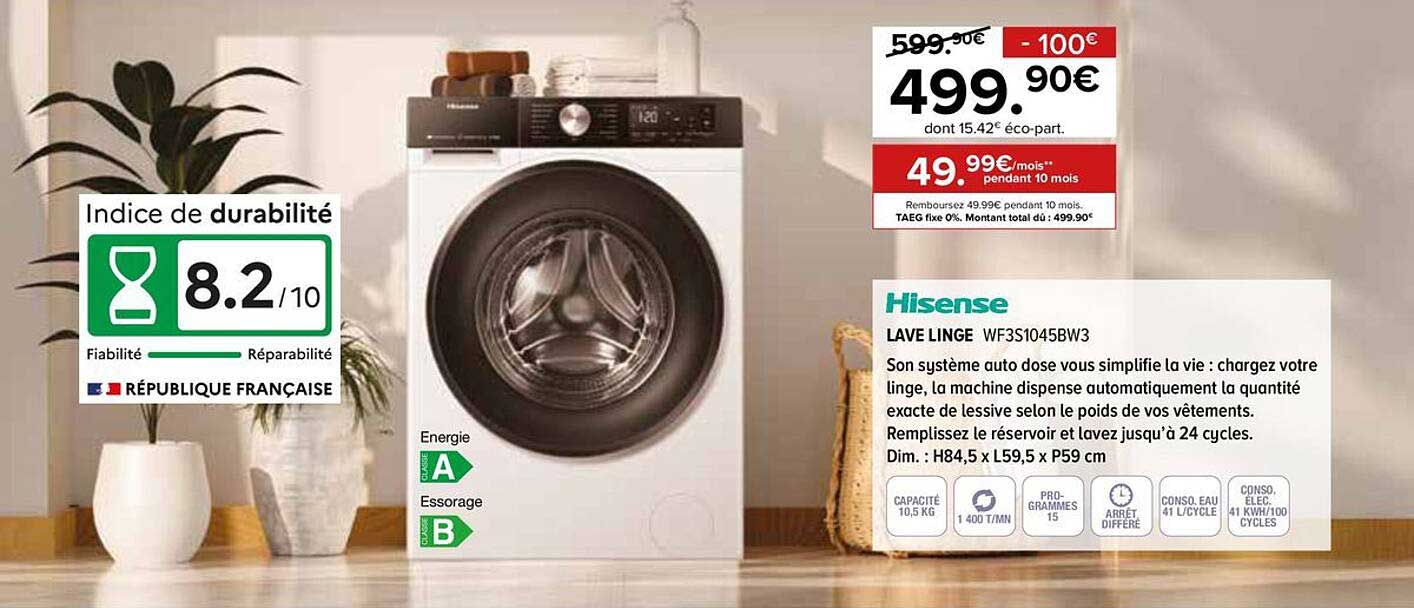 Hisense LAVE LINGE WF3S1045BW3