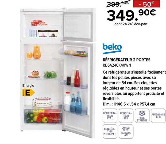 RÉFRIGÉRATEUR 2 PORTES RDSA240K40WN