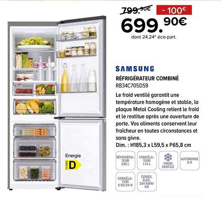 SAMSUNG RÉFRIGÉRATEUR COMBINÉ RB34C705DS9