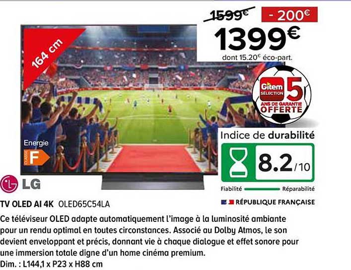 TV OLED 4K OLED65C54LA