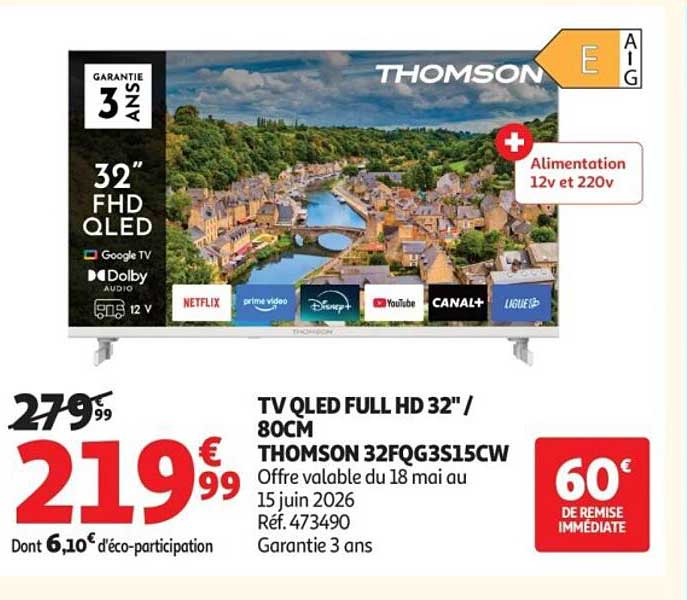 TV QLED FULL HD 32" / 80CM THOMSON 32FQG3S15CW