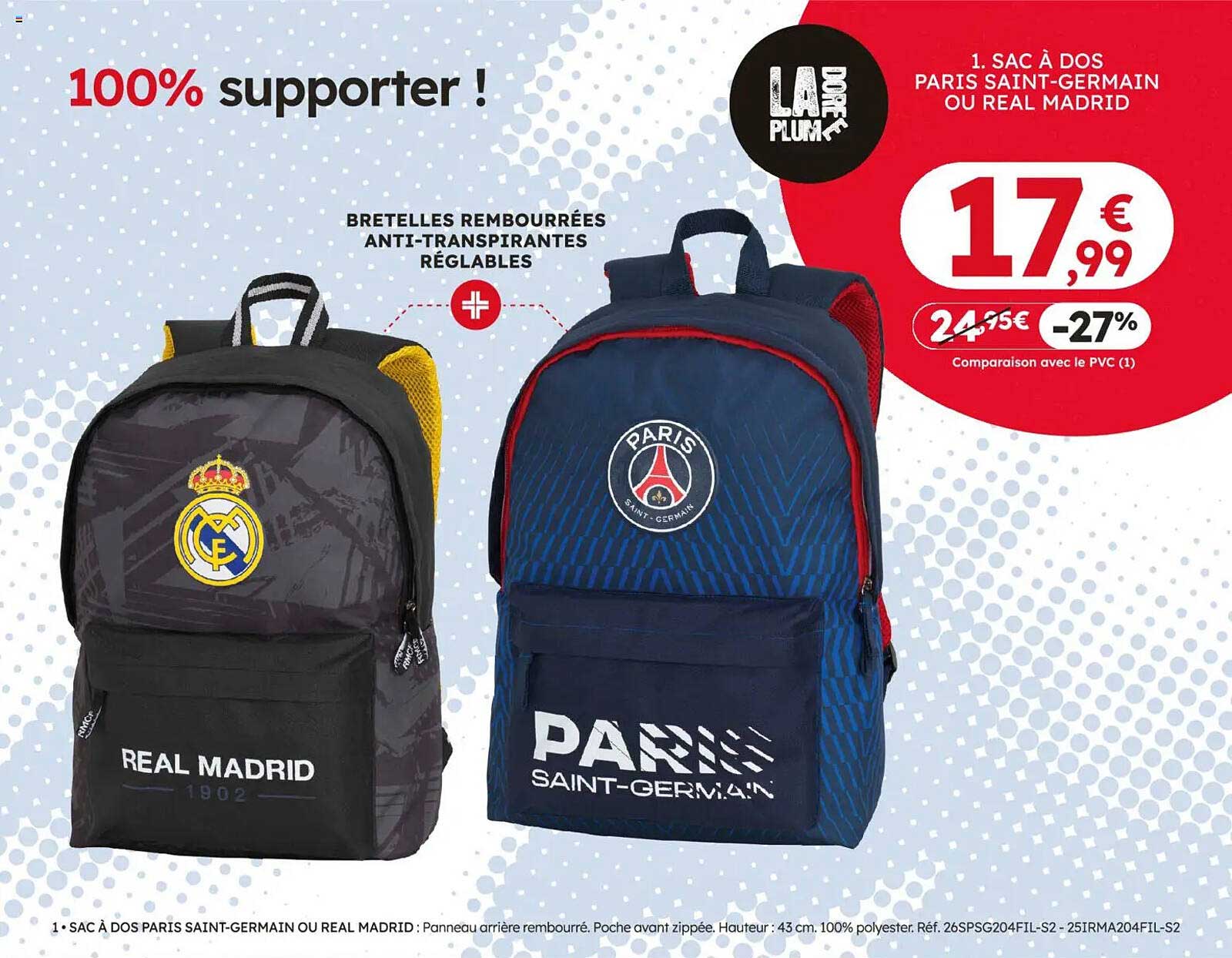 1. SAC À DOS PARIS SAINT-GERMAIN OU REAL MADRID