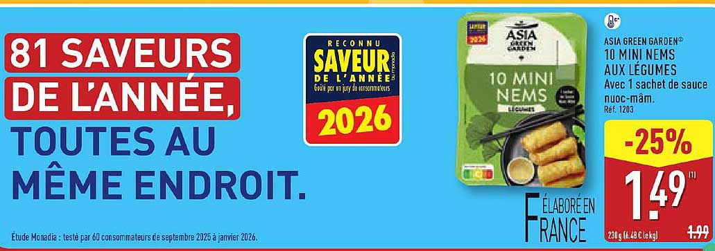 10 MINI NEMS AUX LÉGUMES Avec 1 sachet de sauce nuoc-mâm.