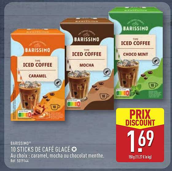 10 STICKS DE CAFÉ GLACÉ Au choix : caramel, mocha ou chocolat menthe.