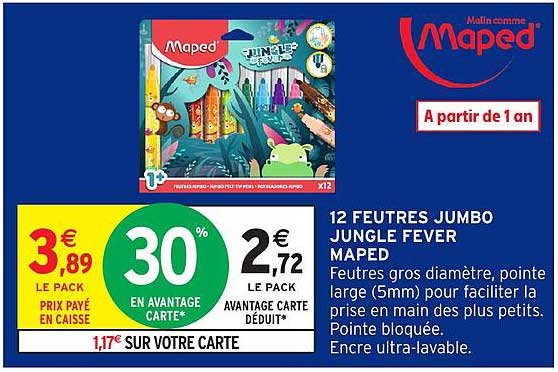 12 FEUTRES JUMBO JUNGLE FEVER MAPED