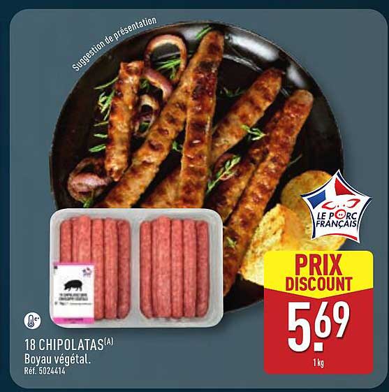 18 CHIPOLATAS(A) Boyau végétal. Réf. 5024414