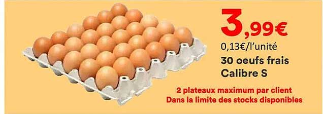 30 œufs frais Calibre S