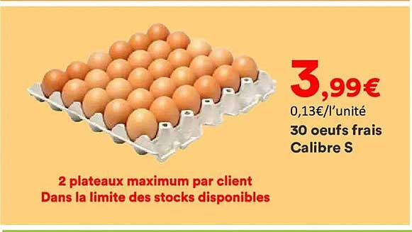 30 oeufs frais Calibre S