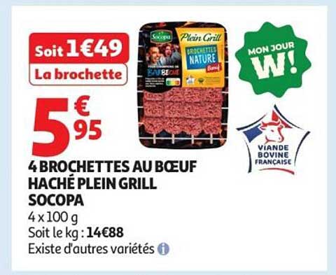 4 BROCHETTES AU BOEUF HACHÉ PLEIN GRILL SOCOPA