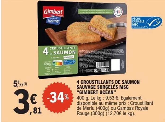 4 CROUSTILLANTS DE SAUMON SAUVAGE SURGELÉS MSC “GIMBERT OCÉAN”