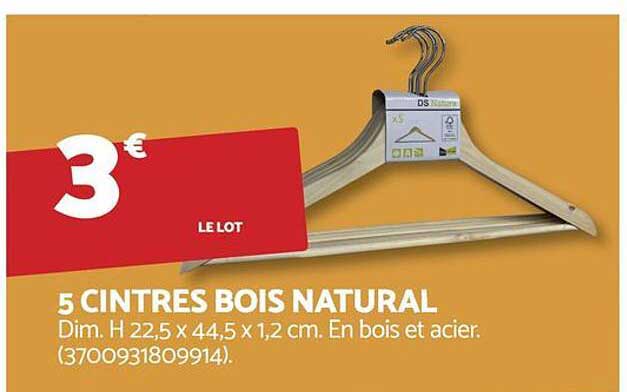 5 CINTRES BOIS NATURAL