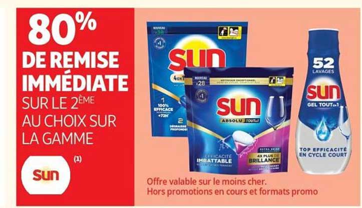 80% DE REMISE IMMÉDIATE SUR LE 2ÈME AU CHOIX SUR LA GAMME SUN