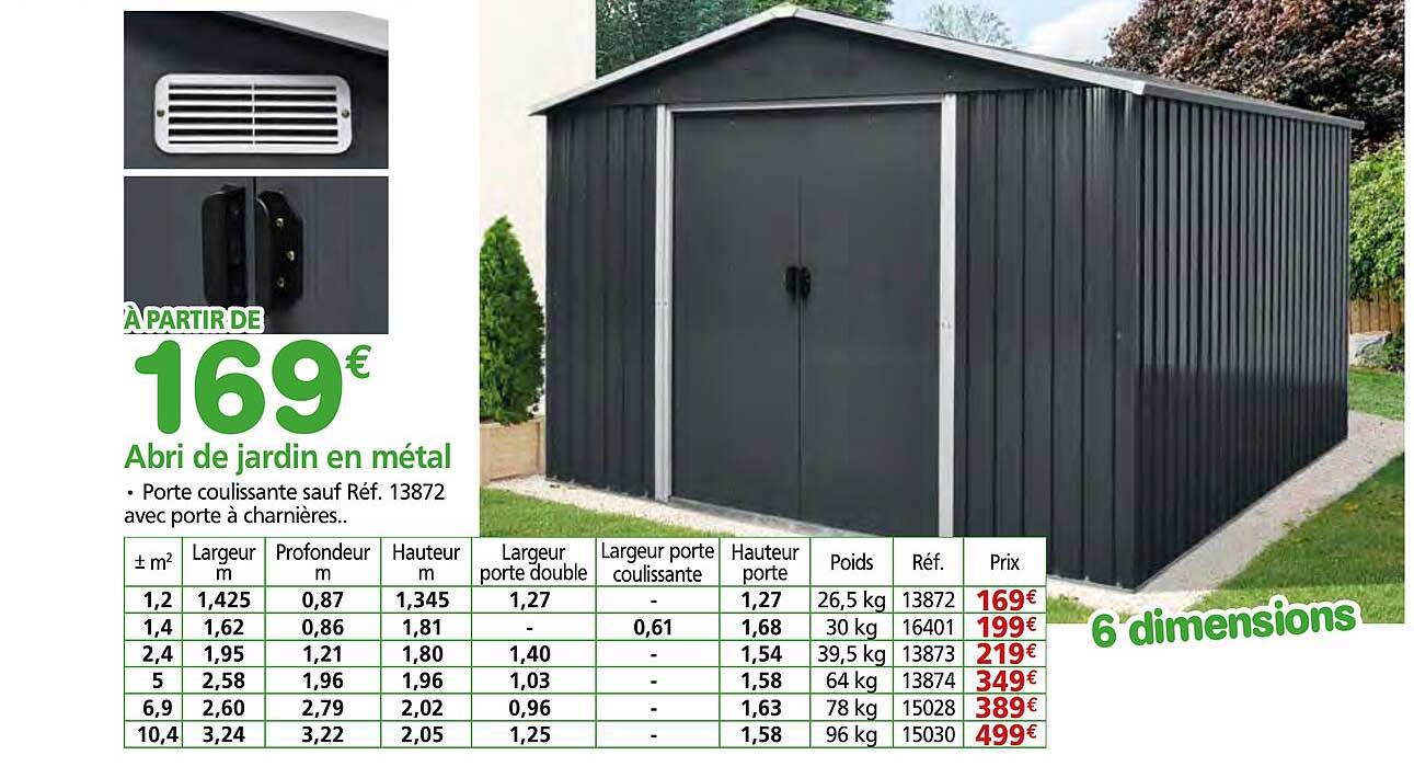 A PARTIR DE 169€ Abri de jardin en métal
